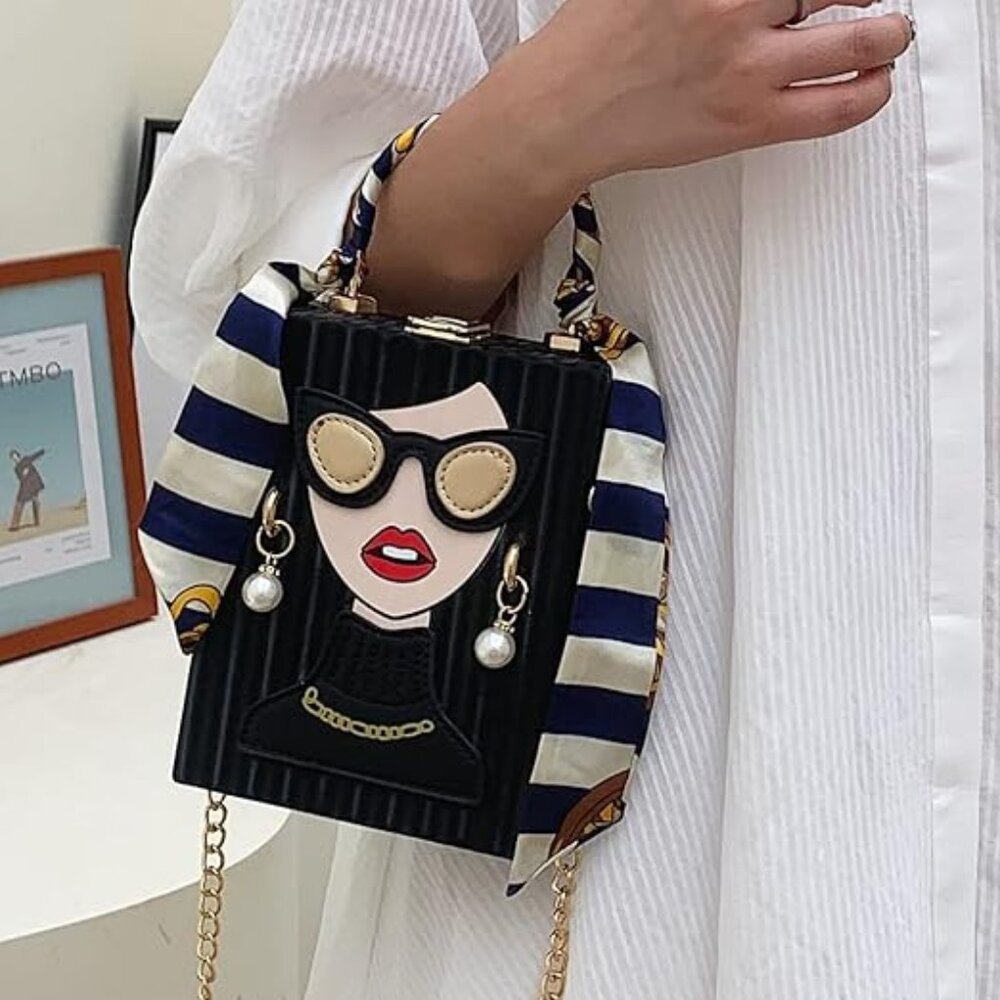 Lady face acrylic shoulder bag